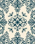 Deep Teal Floral Bird Medallion Rug