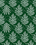 White Fern Fronds on Deep Green Rug