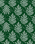 White Fern Fronds on Deep Green Rug