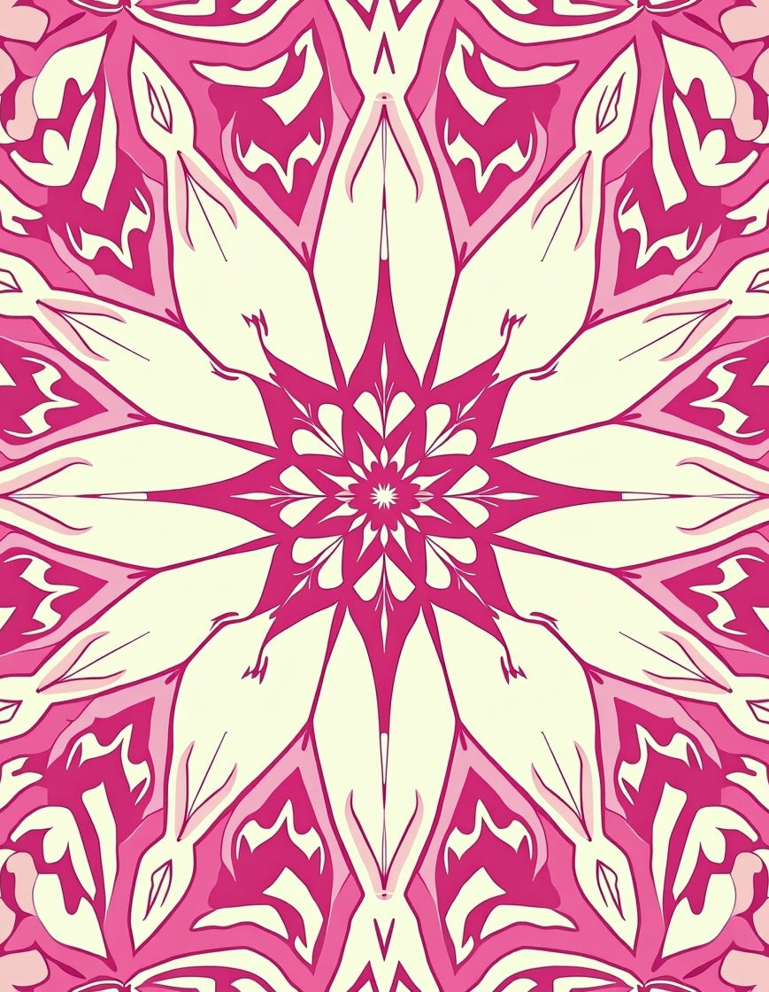 Vibrant Pink Floral Mandala Rug