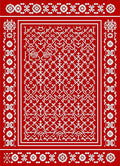 Bold Red White Geometric Medallion Rug