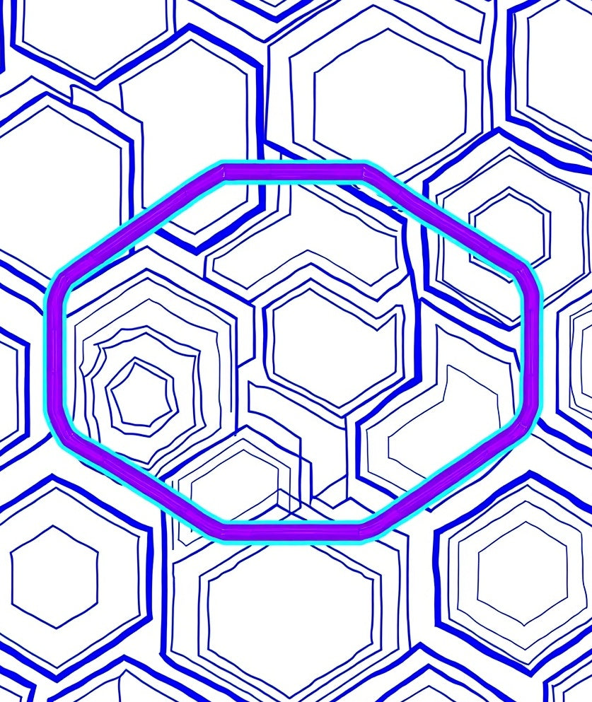 Deep Blue Geometric Hexagon Overlay Rug