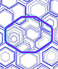 Deep Blue Geometric Hexagon Overlay Rug