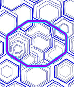 Deep Blue Geometric Hexagon Overlay Rug