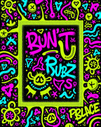Vibrant Neon Abstract Graffiti Character Rug