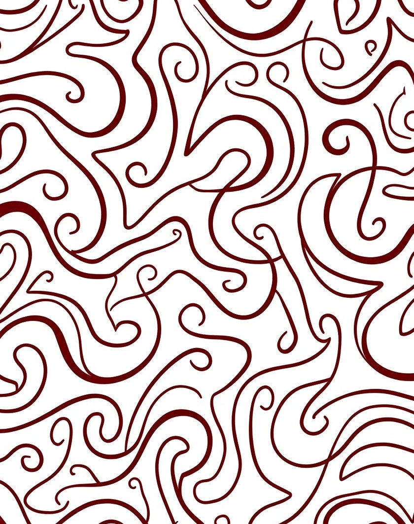 Crimson Swirl Harmony Curving Lines Rug