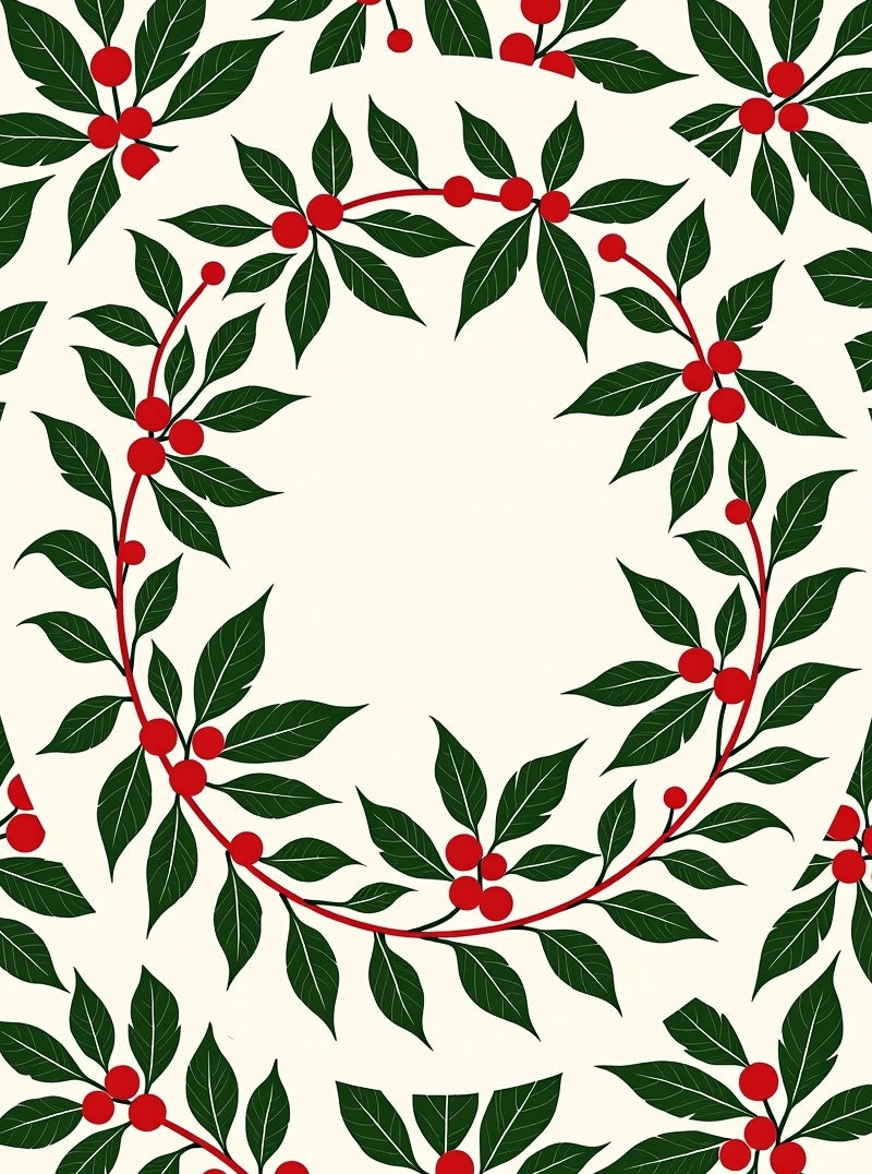 Crimson Berry Green Leaf Garland Rug