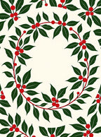 Crimson Berry Green Leaf Garland Rug