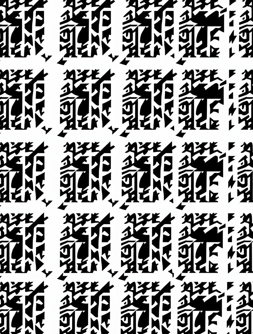 Monochrome Abstract Rectangular Grid Rug