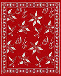 Bold Red Poinsettia Floral Border Rug