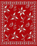 Bold Red Poinsettia Floral Border Rug
