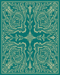 Teal Vintage Botanical Scroll Rug