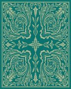 Teal Vintage Botanical Scroll Rug