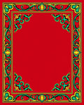 Bold Red Emerald Swirl Frame Rug