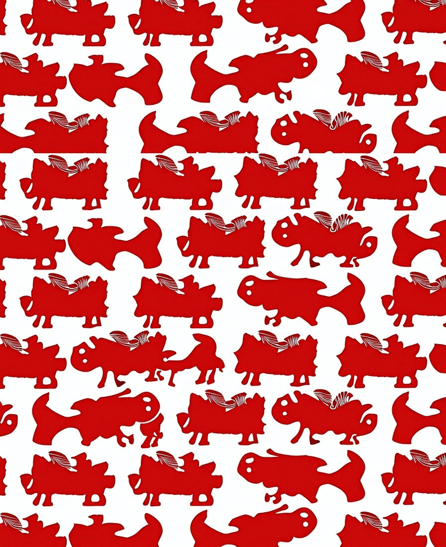 Bold Red Creature Repeat Rug