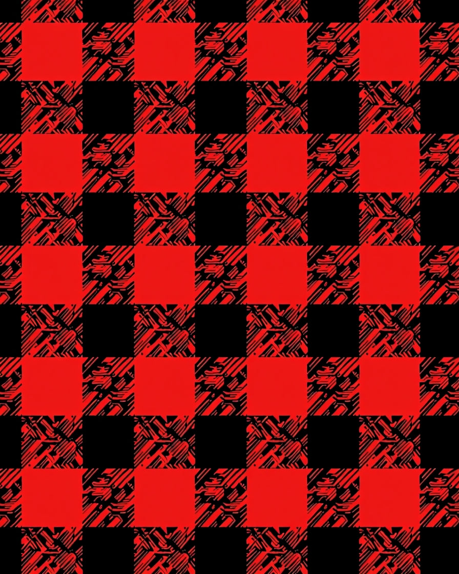 Red Black Circuit Buffalo Check Rug