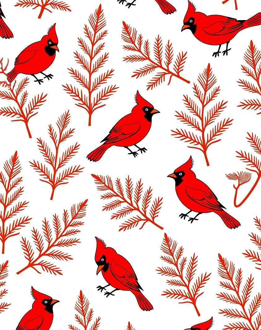 Red Cardinal Branch Repeat Rug