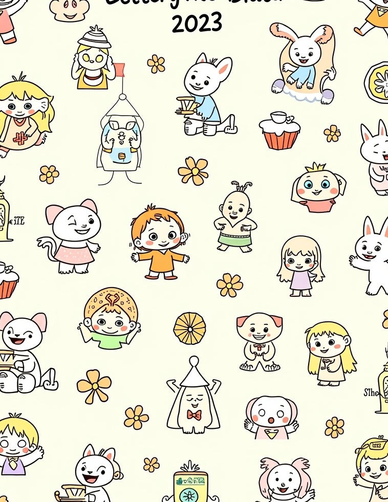 Playful Characters Yellow Floral Scatter Rug