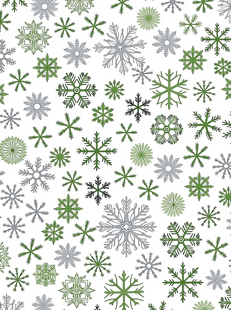 Green Silver Snowflake Array Rug