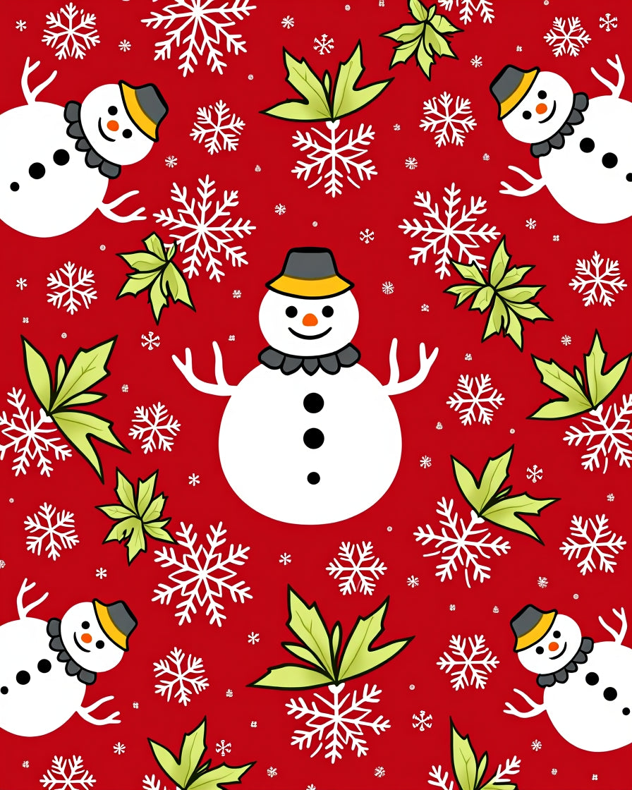 Festive Snowman Snowflake Holiday Garden Rug
