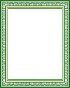 Green Geometric Band Border Rug