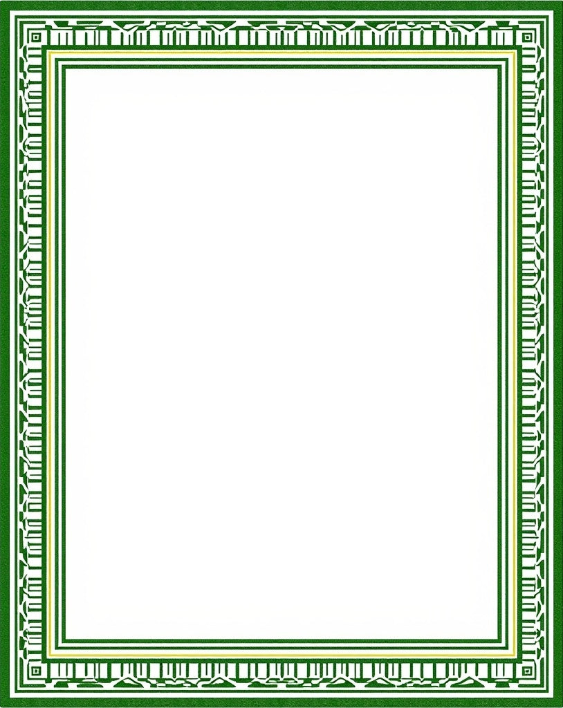 Green Geometric Band Border Rug