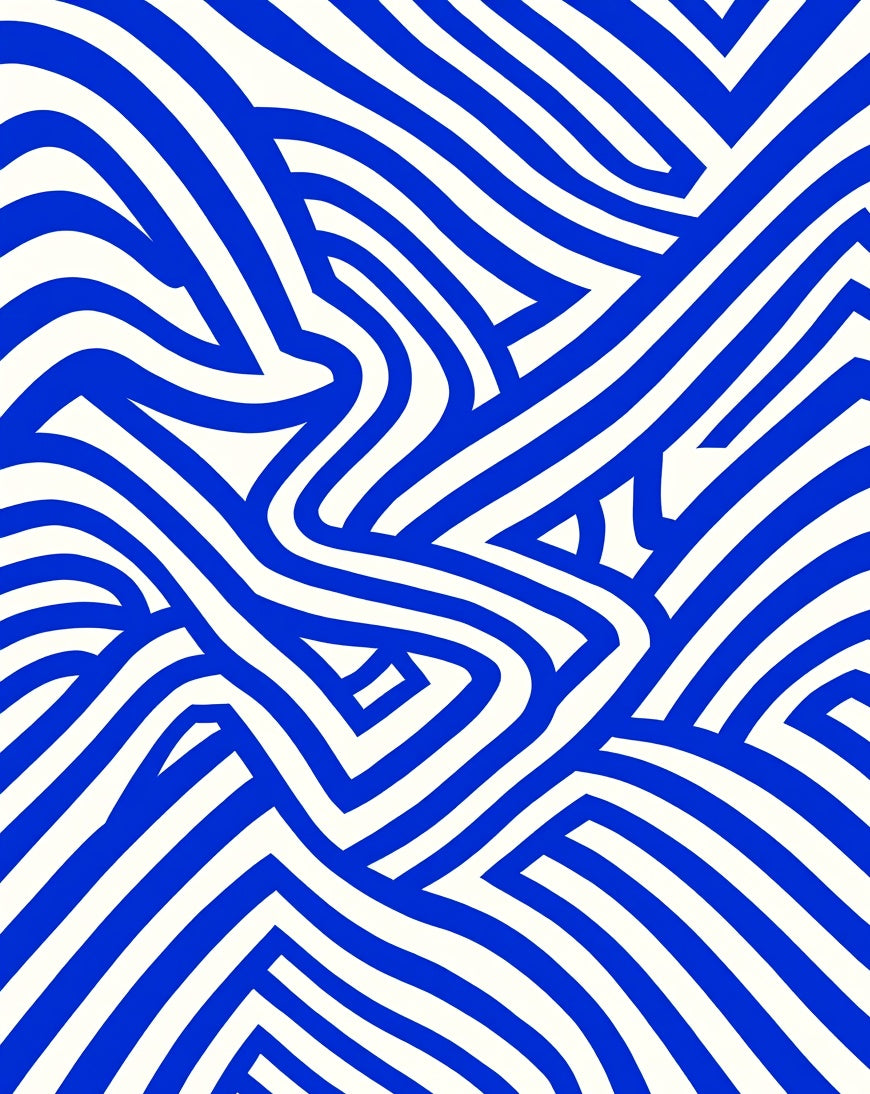Royal Blue Abstract Intertwined Lines Rug
