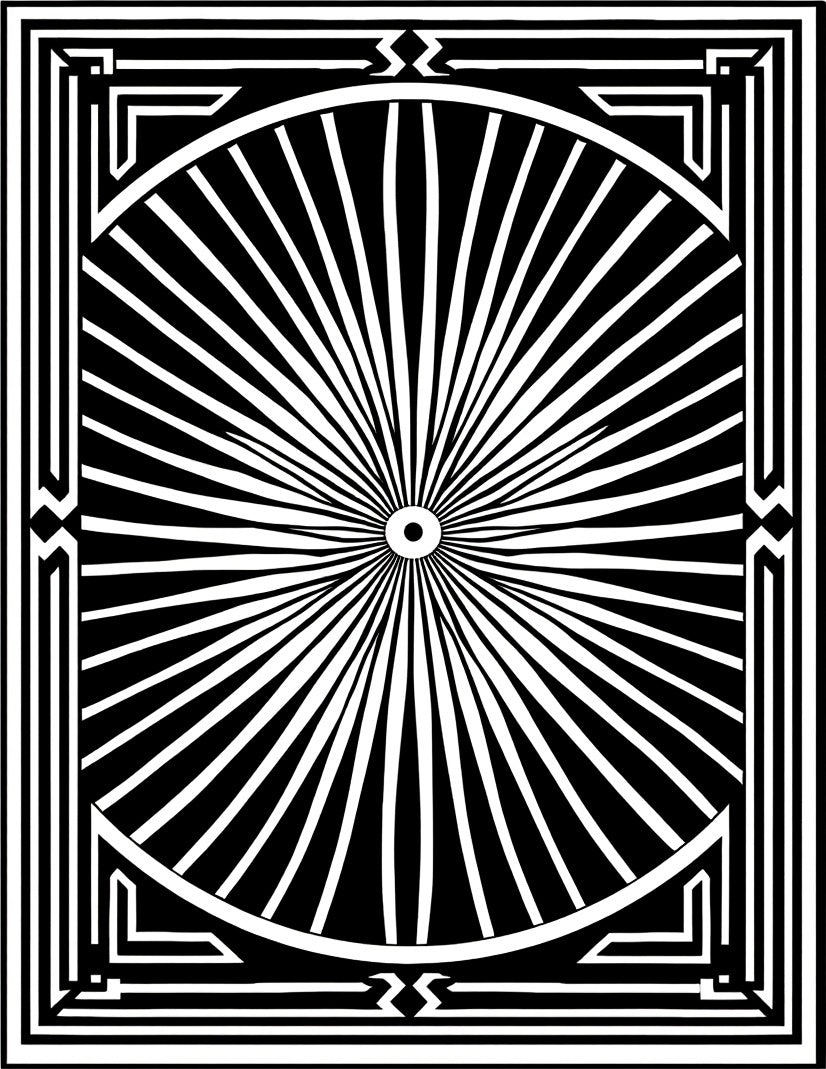 Bold Black Sunburst Geometric Rug