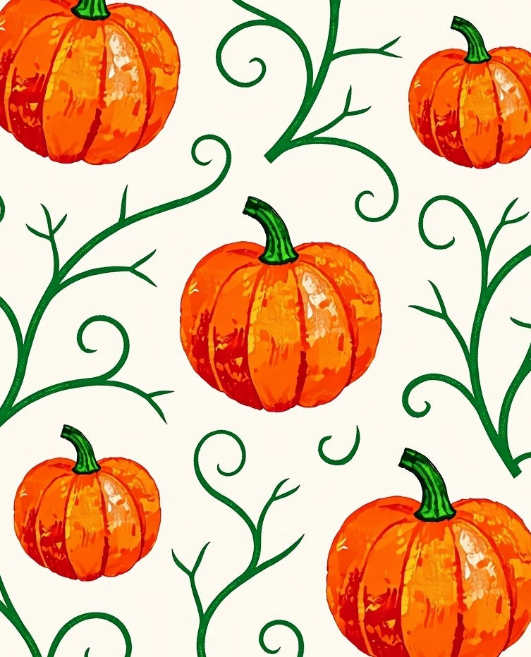 Autumn Pumpkin Vine Swirl Rug