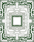 Dark Green Futuristic Circuit Board Rug