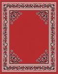 Crimson Floral Scroll Border Rug