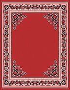 Crimson Floral Scroll Border Rug