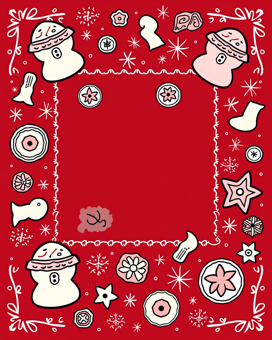 Charming Snowman Flower Frame Rug