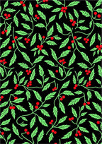 Black Red Green Holly Sprig Rug