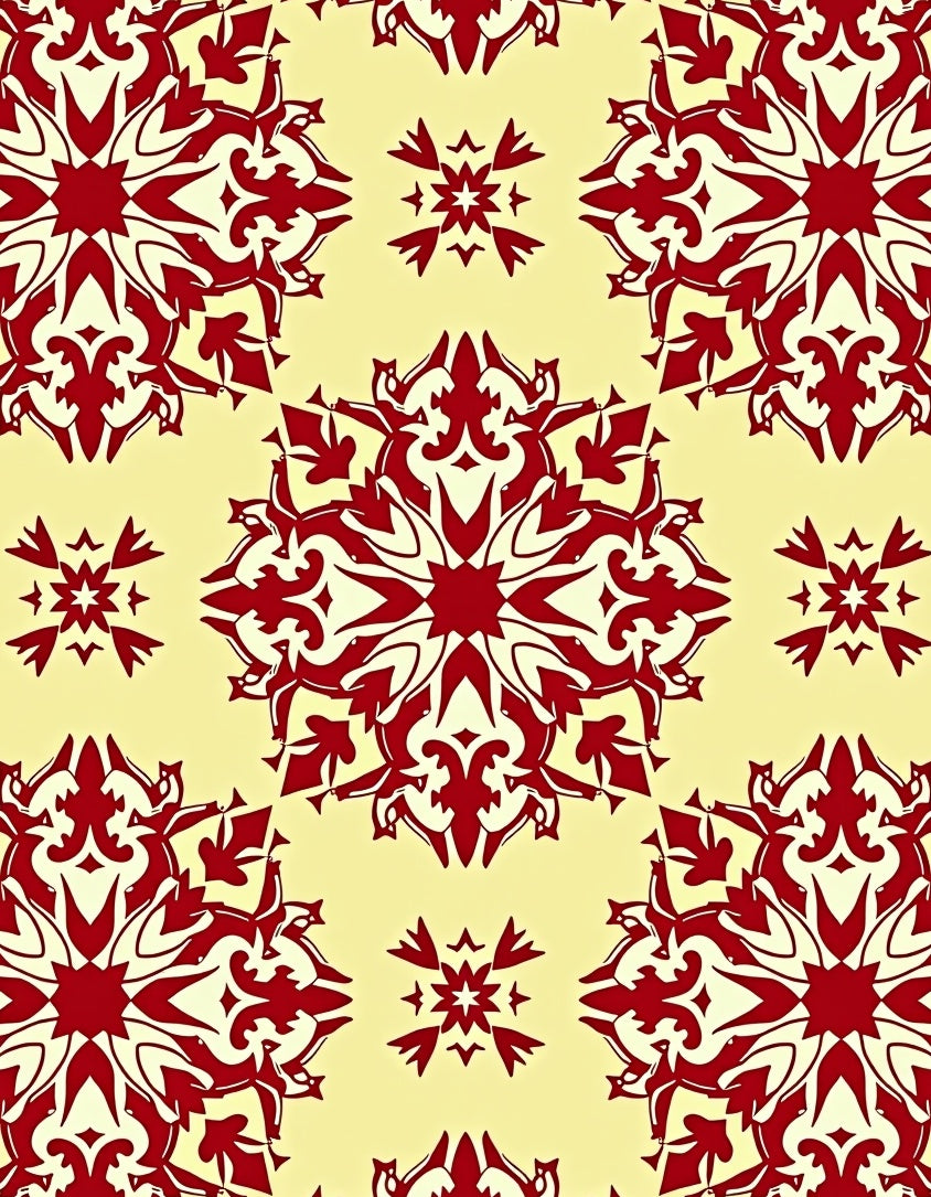 Crimson Mandala Red Floral Arrangement Rug