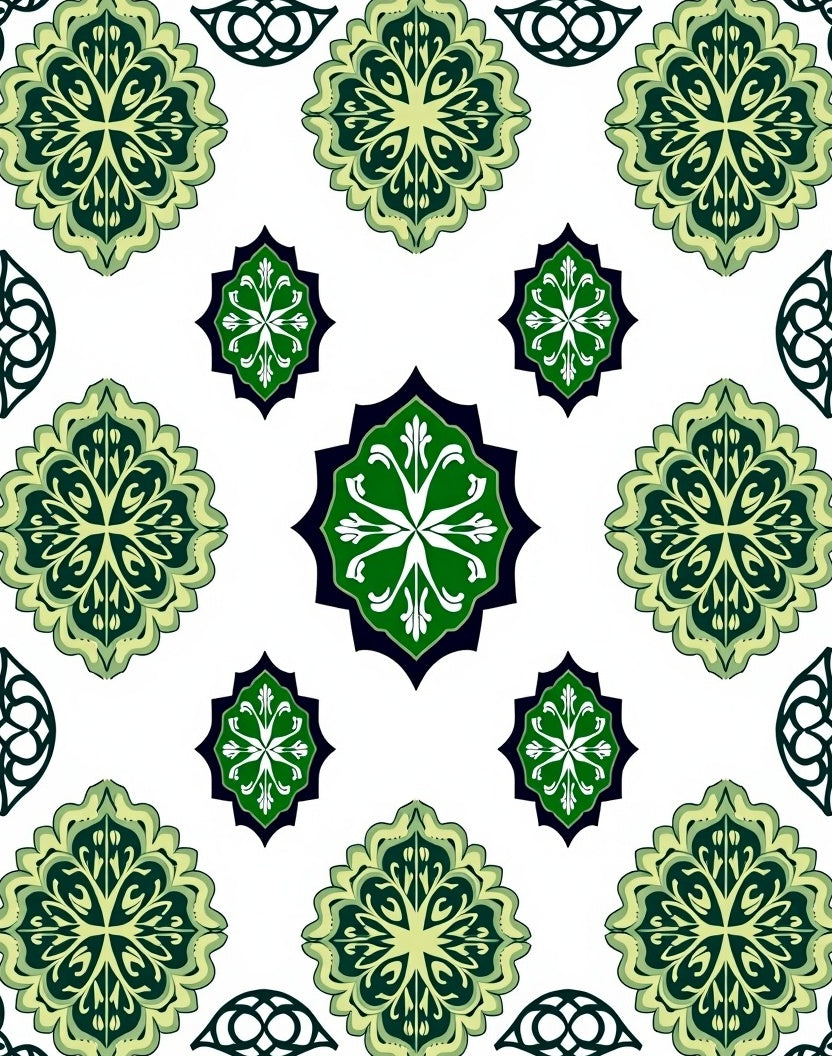 Emerald Green Ornate Floral Medallion Rug