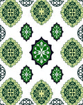Emerald Green Ornate Floral Medallion Rug