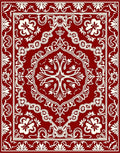 Rich Red Floral Medallion Ornament Rug