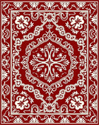 Rich Red Floral Medallion Ornament Rug