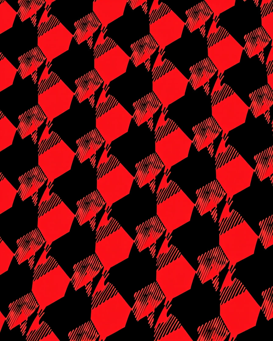 Bold Red Houndstooth Geometric Rug