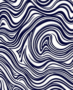 Deep Blue Swirl Stripes Rug