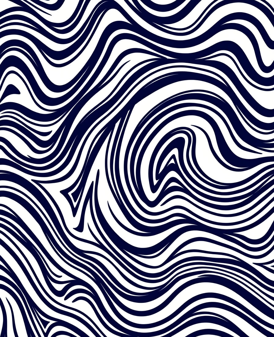 Deep Blue Swirl Stripes Rug