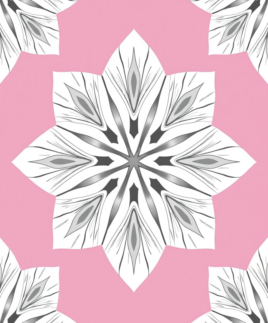 Pink and White Petal Kaleido Rug