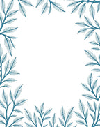 Teal Botanical Vine Border Rug