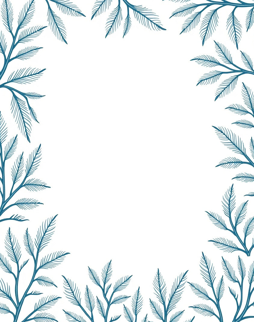 Teal Botanical Vine Border Rug
