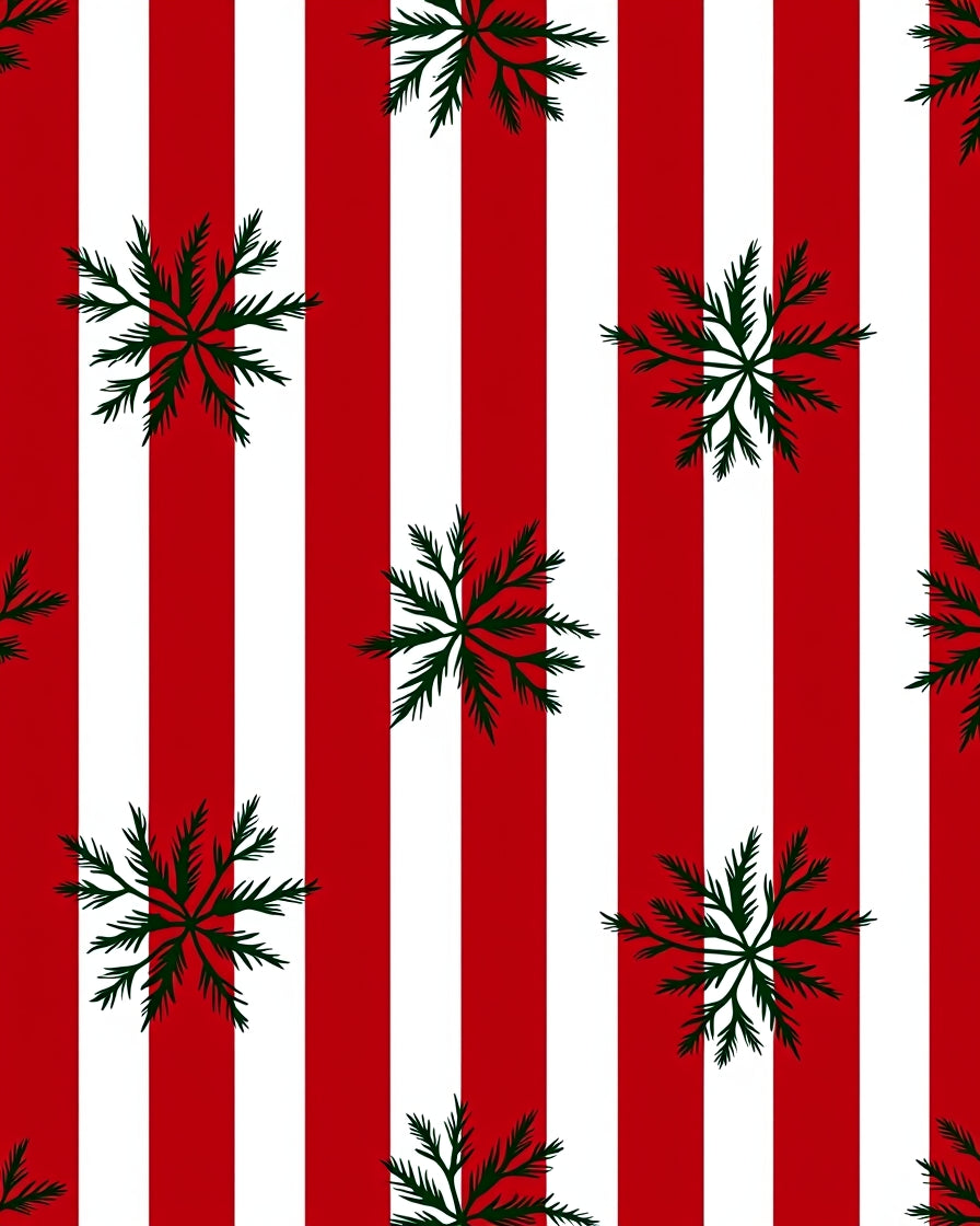 Red White Striped Evergreen Sprig Rug