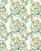 Organic Flowing Swirls Blue Green Rug