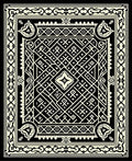 Black White Geometric Lattice Medallion Rug
