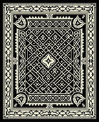 Black White Geometric Lattice Medallion Rug