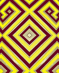 Golden Yellow Burgundy Geometric Diamonds Rug